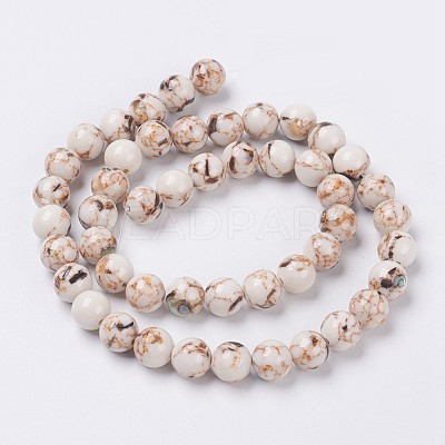 Sea Shell and Synthetic Turquoise Assembled Beads Strands G-G758-08-10mm-1