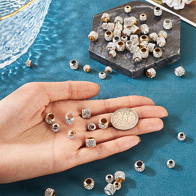 90Pcs 6 Styles Alloy Rhinestone Clay Pave Beads ALRI-TA0001-29-1
