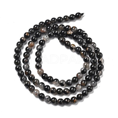 Natural Black Tourmaline Beads Strands G-Q031-A01-4mm-1