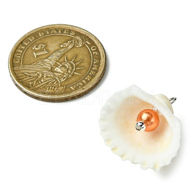 Natural Shell & Imitation Pearl Pendants PALLOY-JF03376-02-1
