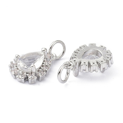 Brass Cubic Zirconia Charms ZIRC-C022-10P-1