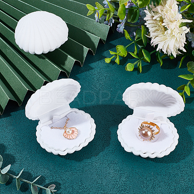 3Pcs Shell Shaped Velvet Jewelry Storage Boxes AJEW-SC0002-94-1