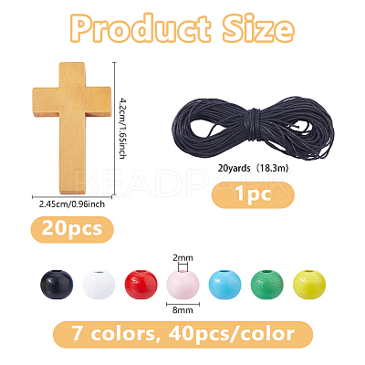DIY Round & Cross Pendant Necklace Making Kits DIY-DC0004-02A-1