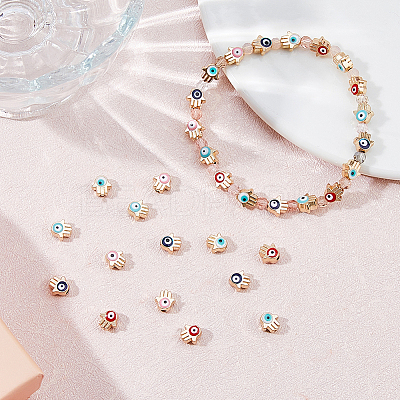 150Pcs 5 Colors Alloy Enamel Beads ENAM-HS0001-04-1