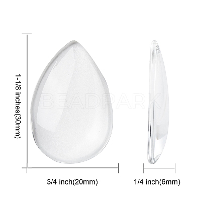 Transparent Teardrop Glass Cabochons GGLA-R024-30x20-1