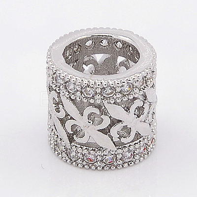 Brass Micro Pave Cubic Zirconia  Beads ZIRC-K003-14P-NR-1