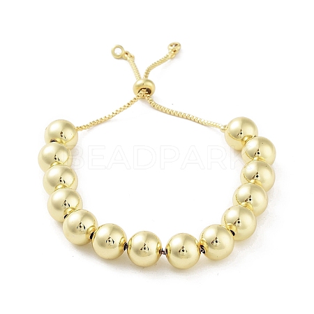 Adjustable Brass Round Beaded Slider Bracelets BJEW-D039-31D-G-1