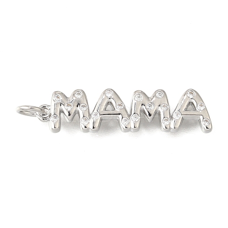 Mother's Day Brass Micro Pave Cubic Zirconia Pendants KK-V007-26P-1