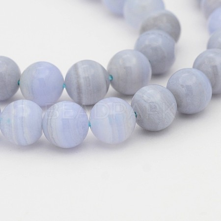 Natural Blue Lace Agate Round Bead Strands G-P070-15-4mm-1