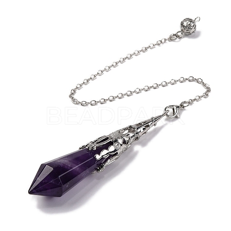 Natural Amethyst Pointed Dowsing Pendulum Big Pendants G-H285-06P-A04-1