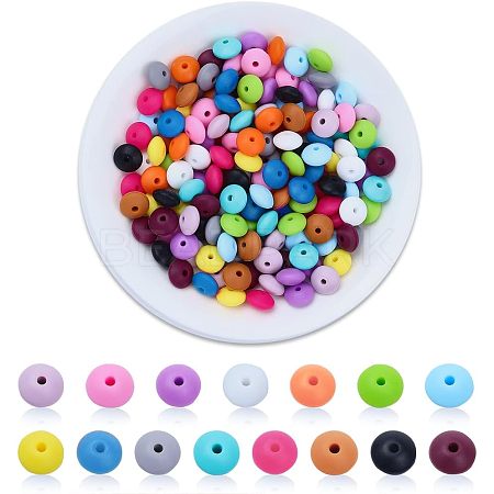 CHGCRAFT 150Pcs 15 Style Food Grade Eco-Friendly Silicone Abacus Beads SIL-CA0001-24-1