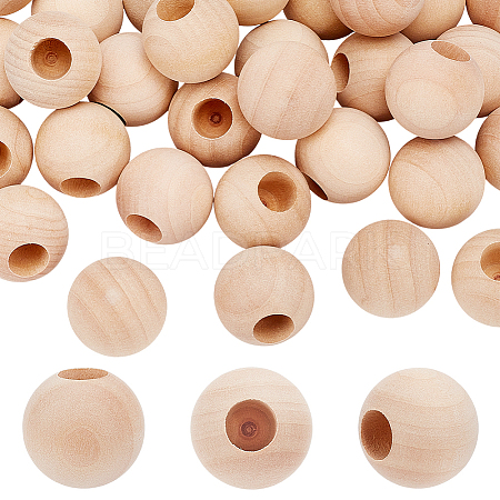 30Pcs Wood Beads WOOD-OC0004-40A-1