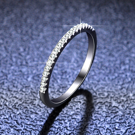 Rhodium Plated 925 Sterling Silver Micro Pave Cubic Zirconia Plain Band Rings WGF7D9C-24-1
