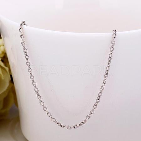 Platinum Plated Tin Alloy Cable Chain Necklaces NJEW-BB10189-18-1