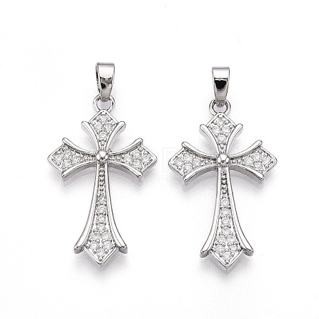 Brass Micro Pave Cubic Zirconia Pendants KK-N257-31P-1