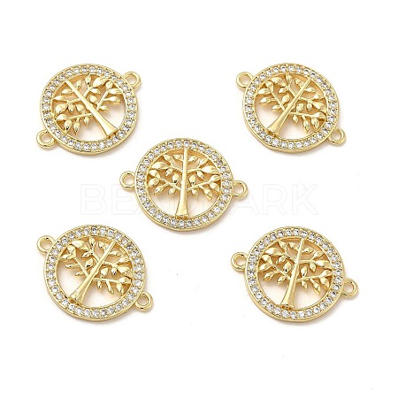 Brass Micro Pave Clear Cubic Zirconia Connector Charms KK-E068-VB336-1