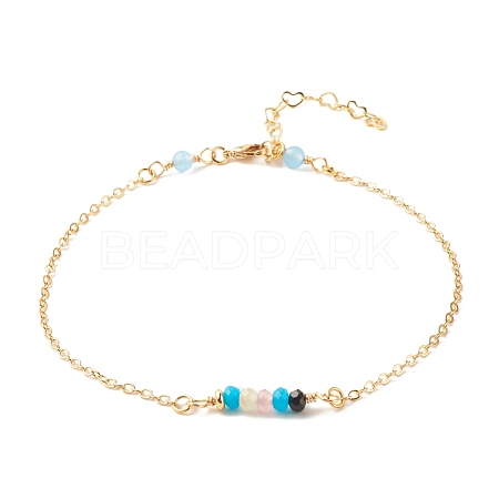 Natural Dyed Malaysia Jade Link Anklets for Women AJEW-AN00474-03-1