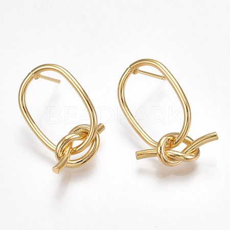 Brass Stud Earrings X-KK-T038-314G-1