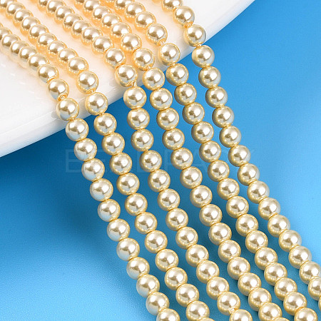 Baking Paint Pearlized Glass Pearl Bead Strands HY-N002-3mm-A09-1