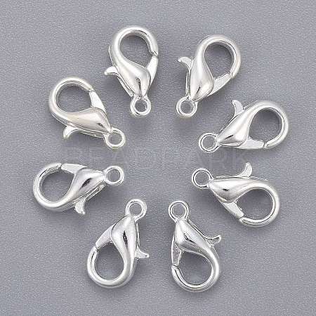 Silver Color Plated Zinc Alloy Lobster Claw Clasps X-E103-S-1