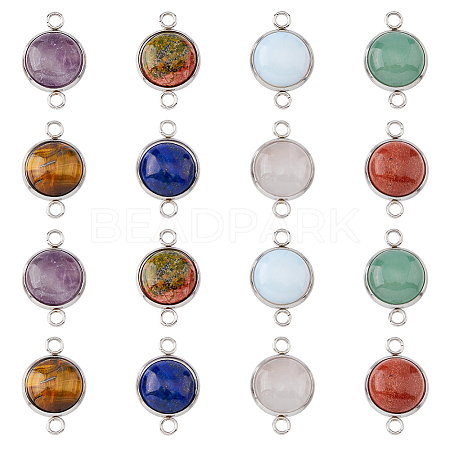 16Pcs 8 Styles Natural & Synthetic Mixed Gemstone Connector Charms G-UN0001-25-1