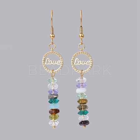 Glass Beads Dangle Earrings EJEW-JE03131-1