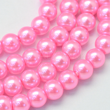 Baking Paint Pearlized Glass Pearl Round Bead Strands X-HY-Q003-4mm-68-1