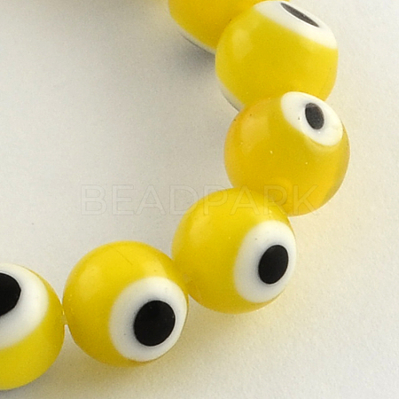 Round Handmade Evil Eye Lampwork Beads Strands LAMP-R114-8mm-01-1
