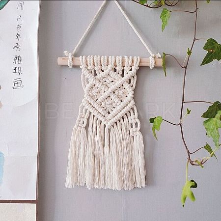 Cotton Cord Macrame Woven Wall Hanging HJEW-C010-04-1