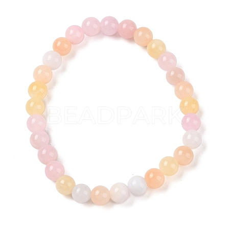 Natural Green Jade(Dyed) Round Beaded Stretch Bracelets G-U005-01A-03-1