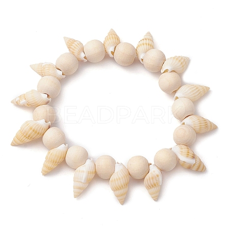 Summer Beach Natural Spiral Shell Stretch Bracelets BJEW-JB10356-1