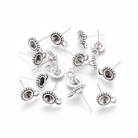 Antique Silver Tibetan Style Alloy Stud Earring Findings X-TIBE-A20145-AS-FF-1