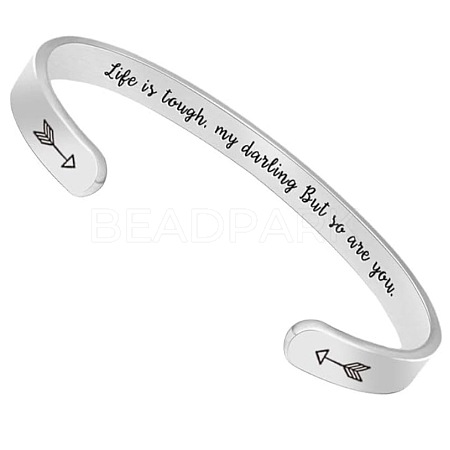 Inspirational 304 Stainless Steel Cuff Bangles FS-WG30F15-06-1