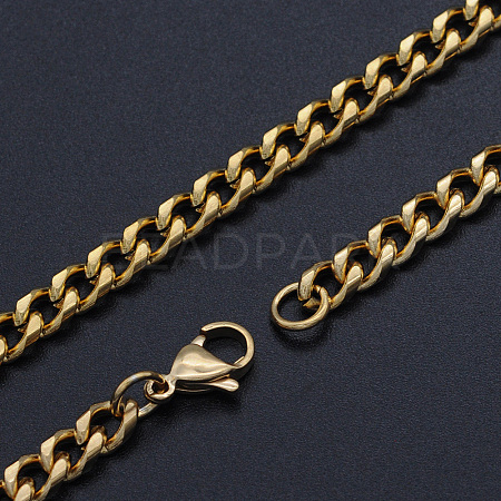 Men's 201 Stainless Steel Cuban Link Chain Necklaces NJEW-T012-04B-46-G-1