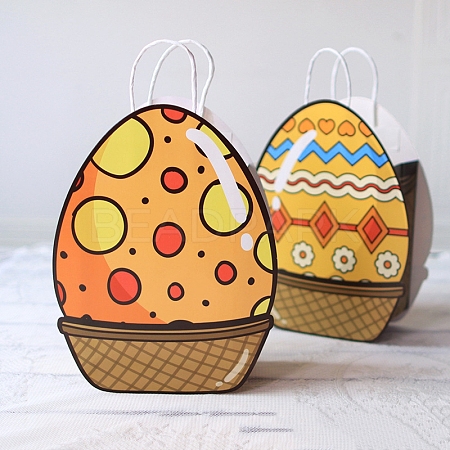 Easter Egg Shaped Paper Candy Packaging Bags with Handle PW-WG11965-05-1