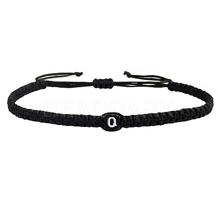 Adjustable Handmade Woven Waxed Polyester Cord Braided Bracelets with Acrylic Letter Beads OI4298-17-1