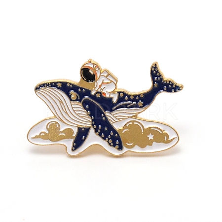 Astronaut & Whale Cartoon Enamel Pin JEWB-TAC0002-27-1