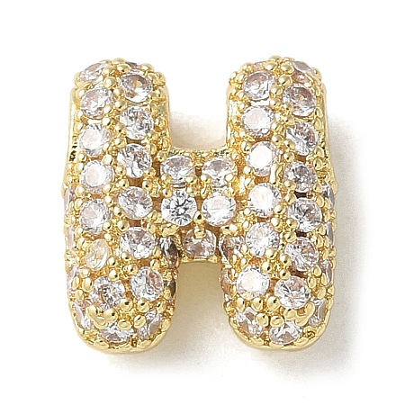 Brass Micro Pave Cubic Zirconia Beads KK-P290-61G-H-1