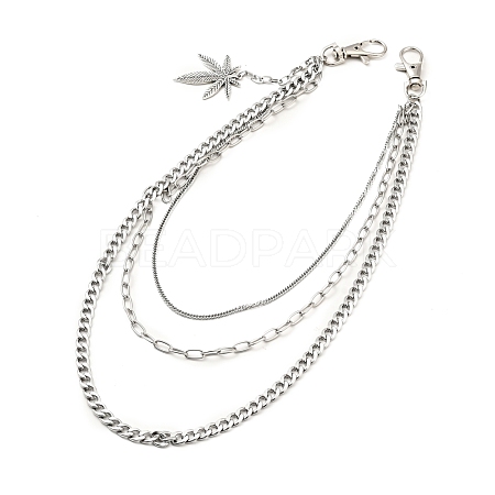 304 Stainless Steel Triple Layer Chains for Jeans Pants AJEW-E049-02P-1