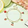 Alloy Enamel Fruit Charm Anklet AJEW-AN00560-02-5