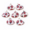 Electroplate Printed Natural Scallop Shell Pendants X-SSHEL-R047-04-A07-2