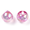 UV Plating Rainbow Iridescent Acrylic Beads OACR-G012-04A-2