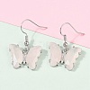 Natural Rose Quartz Brass Dangle Earrings EJEW-M081-01P-02-5