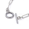 Tarnish Resistant 304 Stainless Steel Textured Paperclip Chain Bracelets BJEW-JB05112-3