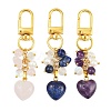 3Pcs Natural Lapis Lazuli & Rose Quartz & Amethyst Heart Pendant Decorations HJEW-JM04150-2