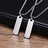 Blank Rectangle Stainless Steel Pendant Box Chain Necklaces for Men FS-WG55909-01-2