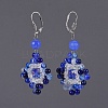Natural Agate & Glass Beads Leverback Earrings EJEW-JE03068-M-3