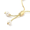 Shell Pearl Beaded Slider Bracelet with Brass Snake Chain BJEW-B066-01B-02-3