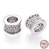 Rhodium Plated 925 Sterling Silver Micro Pave Cubic Zirconia Beads STER-T004-87P-1
