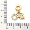 Rack Plating Brass Clear Cubic Zirconia European Dangle Charms KK-Q017-28G-3